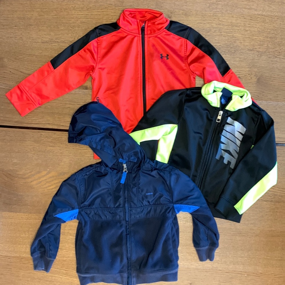Boys 3T Nike, Under Armor, OshKosh fall track jackets lot of 3